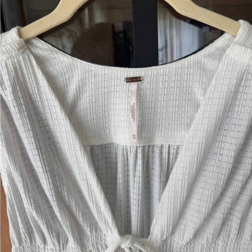 Free People Beach Bound tank top tie front bow plunge vneck babydoll
